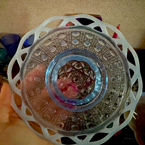 Crystal & Milkglass Decorative Plate - Picture 2 of 2